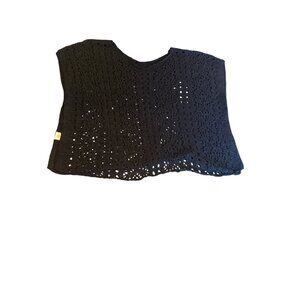 Black Crochet Open Knit Top Oversized Sweater One Size Goth Punk Whimsygoth
